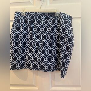 Belle by Kim Gravel Navy and White Geometric Skirt
